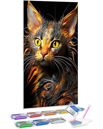 Kit de diamond painting Jumpdot de gato, manualidades relajantes para decorar tu casa con brillo