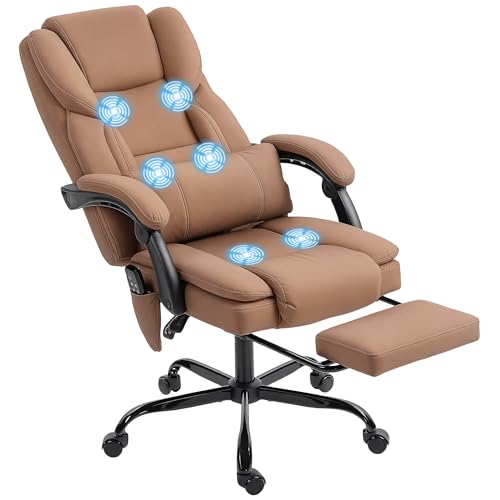 HOMCOM Massage Office Chair with 6 Vibration Points,...