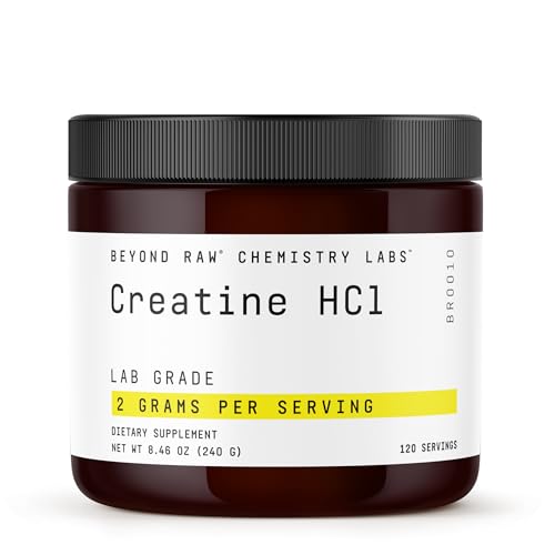 BEYOND RAW Science-Backed Creatine HCl Powder Lab Grade for Muscle Strength and Growth Energy Production Athletic Performance Cognitive Support Cellular Hydration 120 Servings