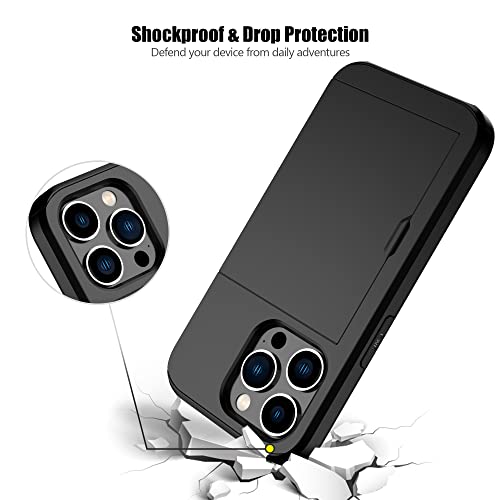 Nvollnoe for iPhone 14 Pro Case with Card Holder Heavy Duty Protective Dual Layer Shockproof Hidden Card Slot Slim Wallet Case for iPhone 14 Pro for Women&Men(Black) by Nvollnoe - Image 5