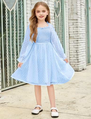 Image of Arshiner Girl Tulle Dress Winter Long Sleeve Teen Girls Party Casual Dresses 5-14Y