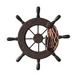 【Design mit Navigationsthema】 Das Schiffssteuerrad ist in rustikaler, einfacher, handwerklicher gestaltet und sehr kunstvoll. Wanddekoration für Partys oder Veranstaltungen mit nautischem, Strand- oder Seethema