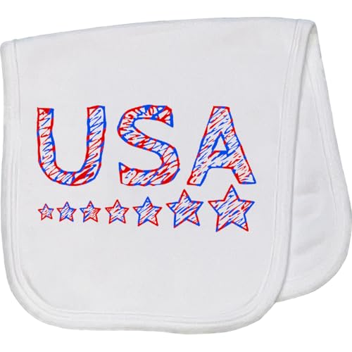 inktastic Fourth of July USA- Red, White, and Blue Baby Burp Cloth White 454ec