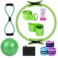 Dujuanus Ensemble Complet Accessoires Pilates - Anneau, Ballon, Bandes, Ceinture Pour Fitness Et Yoga