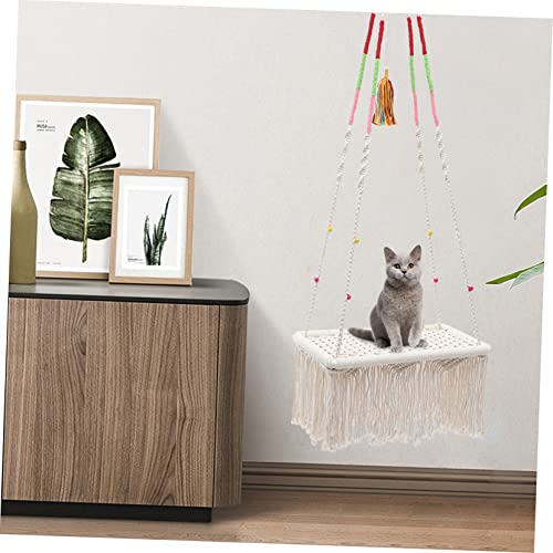 Couchage pour chat suspendu en coton beige contre l'ennui - 4