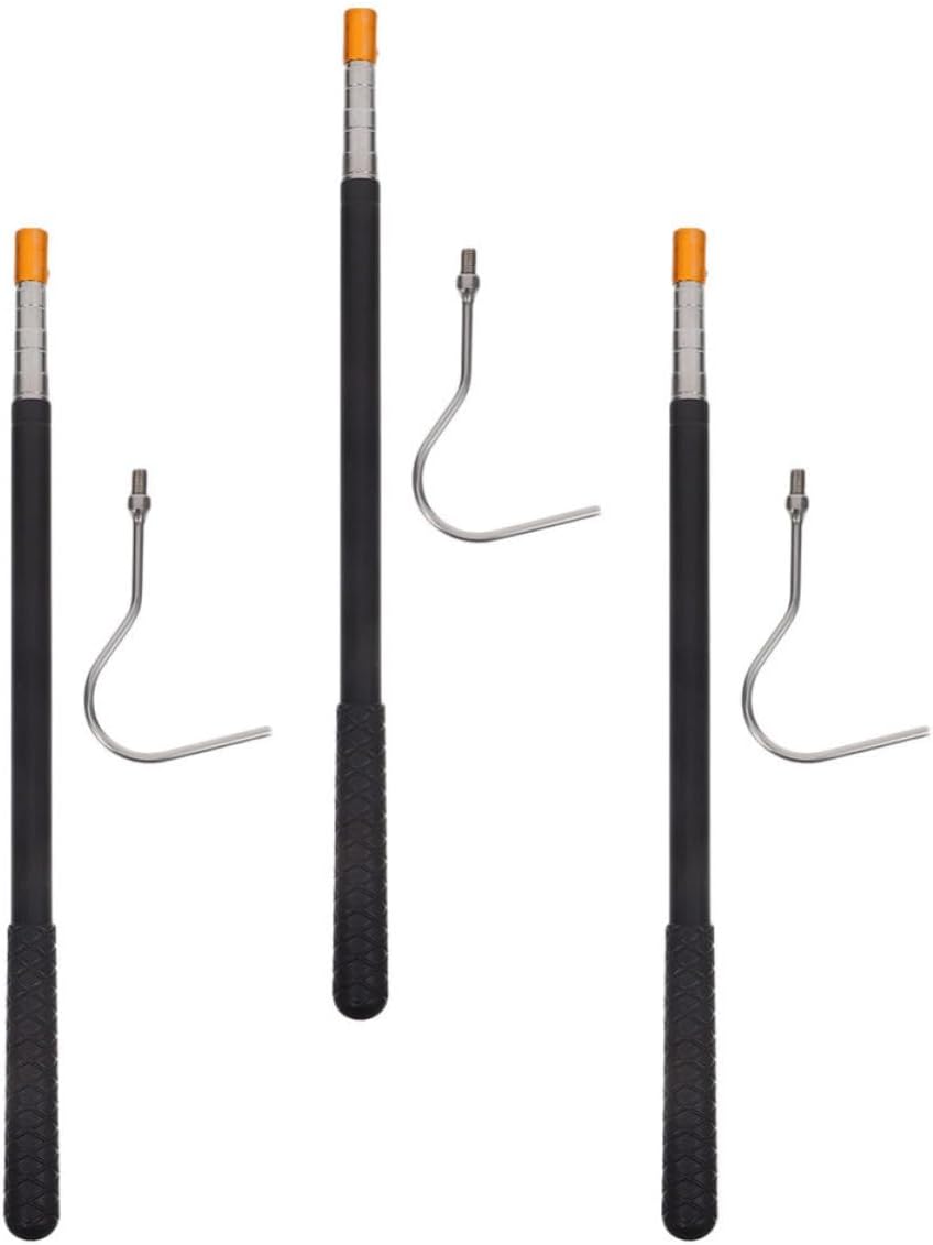 WOONEKY 3 Pcs Attic Pull Down Hook Stainless Steel for High Reach Areas