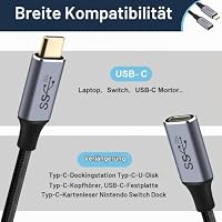 AXFEE USB C Verlängerung Kabel 0.25M, USB 3.2 Type C Stecker auf C Buchse – Ansicht 3