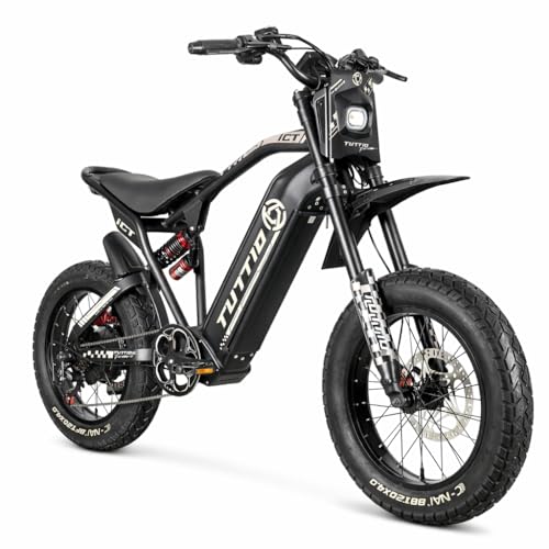Tuttio ICT 4000W Peak Electric Dirt Bike for Adults - 49MPH Ebike 60V 25AH Full Suspension Electric-Motorcycle for Teens 20 Fat-Tire-Electric-Bike for Mountain Snow Off-Road