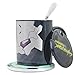 Edgerunners: Anime Mugs Adam Smasher mug & Rebecca coasters black Coffee Cup set (Black Cup Ceramic Coasters Lid (black)