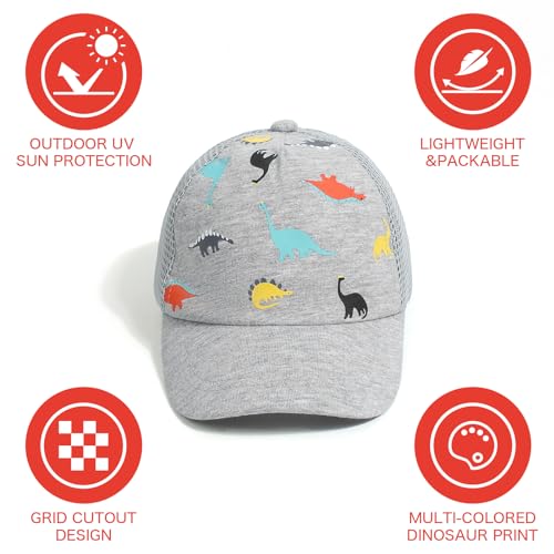 Hpegny Toddler Baseball Hat Baby Cap Sun Hat Printed Dinosaur Motif Kids Boys Girls Age 2T-4T 4-8 thumb #2