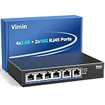 10Gb Unmanaged Switch mit 4*2.5G Base-T Ports, 2*10G RJ45 Ports,4 Port 2.5Gb Netzwerk Switch, 60 Gbit/s Kapazität, Multi-Gigabit-Switch für Desktop-/Wandmontage für NAS, PC, Wireless AP