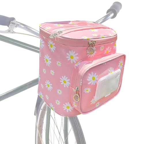 Kids Bicycle Basket | Oxford Cloth Waterproof With Zipper | Handwoven Front Bicycle Basket With Leather Straps | For Scooters Tr