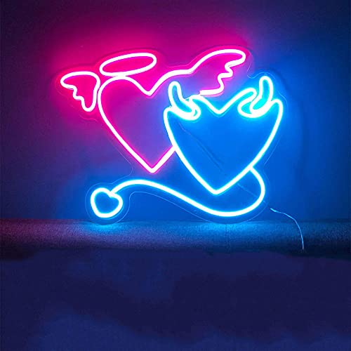 Enseignes Au Néon LED Enseigne Murale Néon Rose Bleu Néon Lumières Forme de Coeur USB Pour Chambre à Coucher Anniversaire Fête Bar Décoration Cover