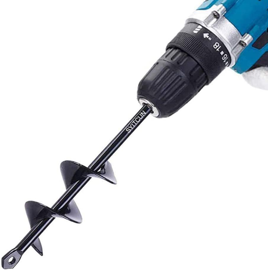 SYITCUN 1.6"(D) x9"(L) Garden Auger Drill Bit for Planting Solid Shaft Heavy Duty Auger Spiral Drill Bit for Planting Bulb Bedding Plants Plants Drill bit for 3/8” Hex Drive Drill