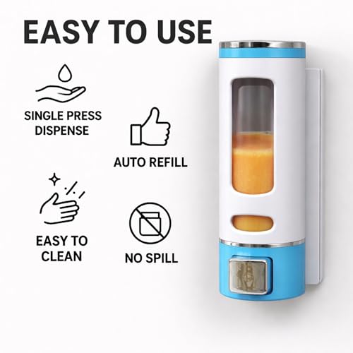 Image of soap Dispenser Wall Mounted for Bathroom | Wash Basin | Liquid Sanitizer Shower Gel Dish Wash Soap Dispenser for Bathroom Kitchen 400Ml