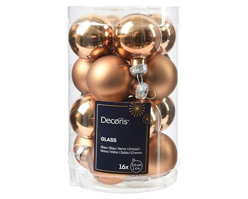 Weihnachtskugeln Glas 3,5cm 16 Stück - matt & glänzend - Kleine Christbaumkugeln Weihnachtsbaumkugeln für Weihnachten - Christbaumschmuck & Weihnachtsbaumschmuck - Pekanuss Braun
