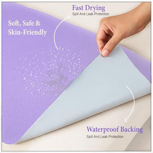 Image of GLUN Quick Dry Absorbent Baby Bed Sheet for Mattress Protector, Pack of 2 Baby Pink & Baby Lavender Bed Sheet, Size 70x100cm, Waterproof, Quick Drying Material, Anti-Itching Cloth