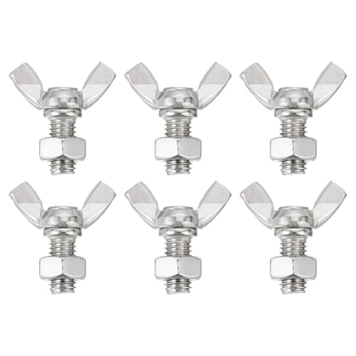 QUARKZMAN 6pz Viti Farfalla M8-1.25x16mm Con 6pz Dadi, a Mano in Acciaio Inossidabile 304, a Testa a Farfalla