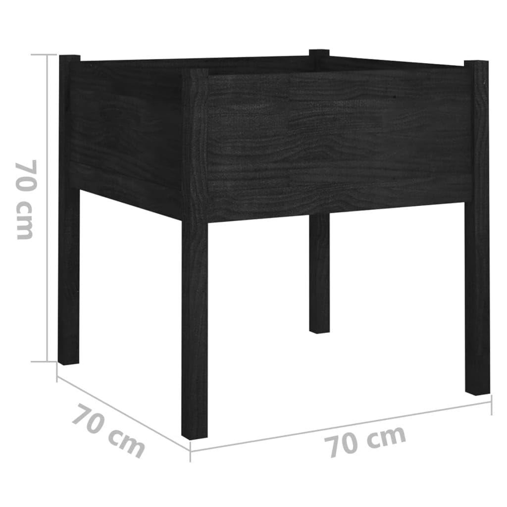 Donica na rośliny, 2 sztuki, czarna, 70 x 70 x 70 cm, z litego drewna sosnowego, głębokie donice na rośliny do ogrodu i na taras, trwała drewniana donica na kwiaty i rośliny, dekoracja