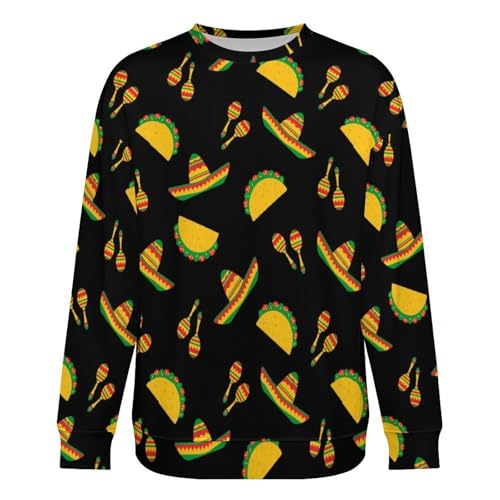 Mens Mexico Tacos Crewneck Sweater Mens Crew Neck Sweaters Long Sleeve Funny Men's Pullover3