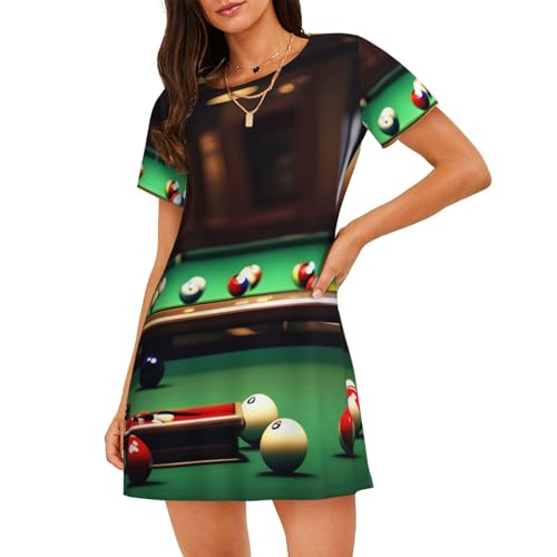 Chemise de nuit billard à manches courtes avec motif imprimé original et fluide
