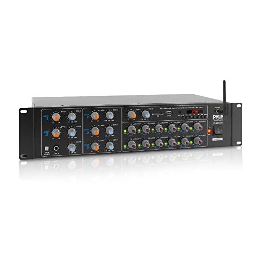 12-Channel Wireless Bluetooth Power Amplifier - 6000W Rack Mount Multi Zone Sound Mixer Audio Home Stereo Receiver Box System w/RCA, USB, AUX - for Speaker, PA, Theater, Studio/Stage - Pyle PT12050CH