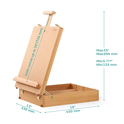 Viswin Extra Large Tabletop Easel Box, Hold Canvas Up To 29", Portable Beech Wood Sketch Box Easel With Storage Box, Art Easel For Painting Canvas, Drawing & Art Supplies, Adults, Beginners, Artists #TOP2