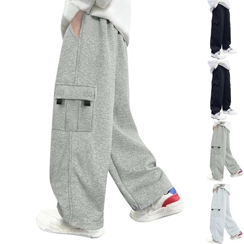 Boys Baggy Cargo Pants Toddlers Wide Leg Casual Trousers Straight Leg Sports Pant Kid School Uniform Clothes