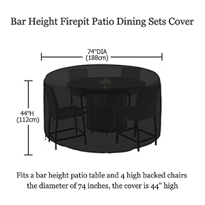 Bar height firepit patio dining sets cover heavy duty waterproof 74 inch tall round patio bar height table and chair set covers 74diameter x 44h  urban country home decor