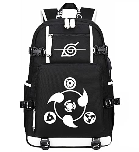 HUIHSVHA Anime Print Backpack Large Capacity School Laptop Bag with USB Charging Port Travel Daypack For Adult Boys Girls
