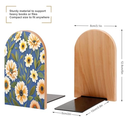 Sujetalibros de madera resistente de diseño moderno con flores 3