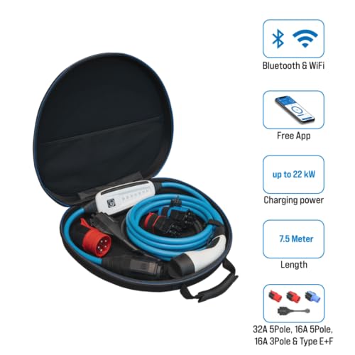 Nrgkick 32A 7,5M Set Optimal, Wallbox Mobile Per Auto Elettriche, Caricatore Senza Installazione, Incl. Adattatori 32A E 16A + Spina Schuko, Cavo Di Ricarica Ev Con Borsa Per Il Trasporto - 2