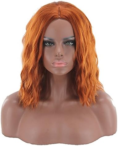Women Medium Long Curly Orange Color Hair Wig