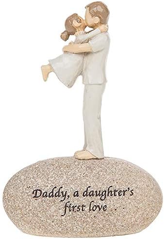 Daddy A daughters first love Sentimental Pebble Gift, White