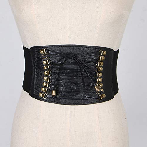 Fityle Mulheres Retro Steampunk Cinto De Couro Cincher Waspie Espartilho Elástico Largo