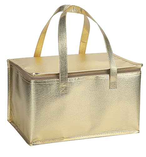 YIKANGHENG Pizza Delivery Bags, 14.5 Inch x 9.8 Inch x 8.6 Inch 3 Layer Non Woven Fabric and Thermal Insulation Cotton for Warm and Cold Keeping (gold)