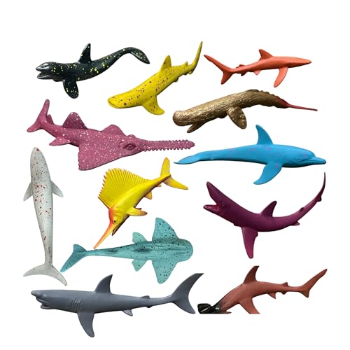 Image of Fish toys for kids -Realistic Ocean Underwater Animals Figures Toy Playset 12PCS Water Animal Figurine Toys Set for Boys and Girls Birthday Gifts for Children Decoration Educational & Learning Items