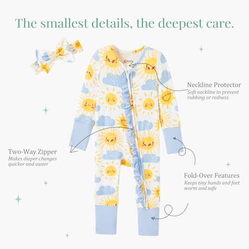 Image of PATPAT Bamboo Viscose Baby Footie with Headband, NB-2T