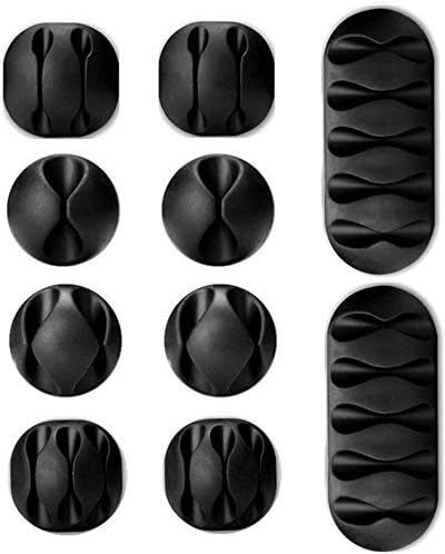 Bluegogo Cable Clips - Self-Adhesive Desk Cable Organizer, Durable Cord Management, Wire Holder, Wire Management, Black(10 Pack)