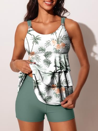 Summer Mae Women's Tankini Swimsuits with Shorts Ruffled Tummy Control Bathing Suits Modest 2025 Swimwear4
