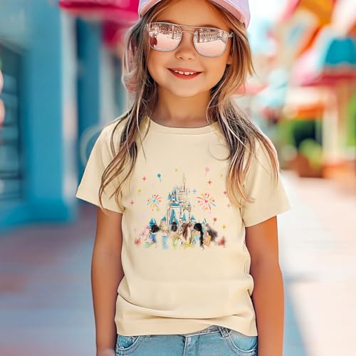 Ritatte Magic Shirts for Toddler Girls Princess Magical Kingdom T-Shirt Kids Cute Castle Holiday Vacation Summer Tees Tops(Apricot,5-6T(120)) — view 2