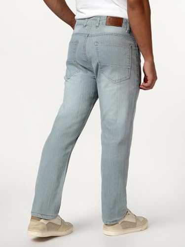 Image of Urbano Fashion Men's Straight Fit Washed Denim Jeans Stretchable