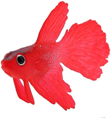 Artificial Silicone Small Fish, Aquarium Decoration Plastic Swimming Red Fish Ornaments Lifelike Fake Fishes (Red Betta)