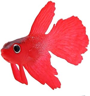 Artificial Silicone Small Fish Aquarium Decoration Plastic Swimming Gold Fish Fish Tank Ornaments Lifelike Fake Fish (Red Betta Fish)
