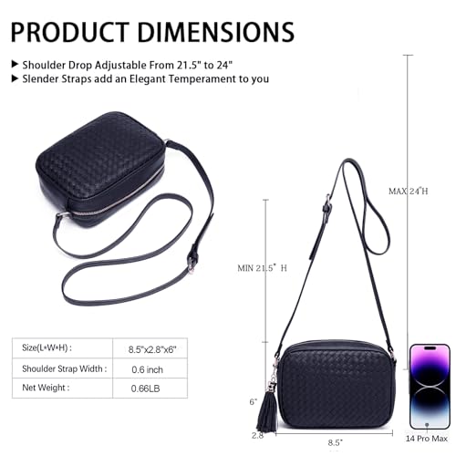 Image of AFKOMST Woven Crossbody Bag, Small Summer Purse and Boho Bag for Women | Vegan Leather, Roomy Space, 2.3L Capacity, fits iPad mini /Long Wallet /Kindle, Versatile for Daily Use /Casual /Date /Office