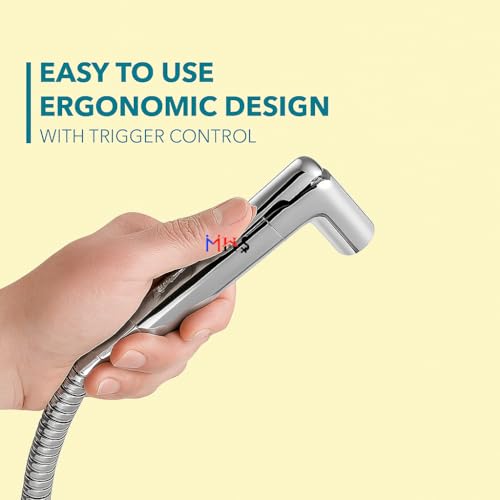 Image of MHS High Pressure Jet Spray for Toilet | Health Faucet Set with Hand Shower Gun & 1M SS Hose Pipe | Bathroom Toilet Jet Spray for Hygiene Cleaning | Toilet Gun for Western Toilet (Aquajet Pro Brass)