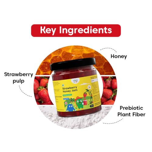 Image of Little Joys Strawberry Honey Jam 250g | 100% Pure Natural Jam with No Added Sugar, No Preservatives, No Artificial Flavors | Made with Real Strawberries & Honey | Healthy, Gut-Friendly Spread