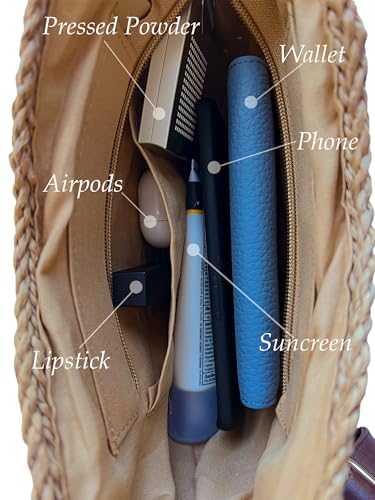 Summer Handwoven Tote Bags Purse with Adjustable Strap, Straw Beach Bag Handbag Clutch Crossbody Bag for Women4