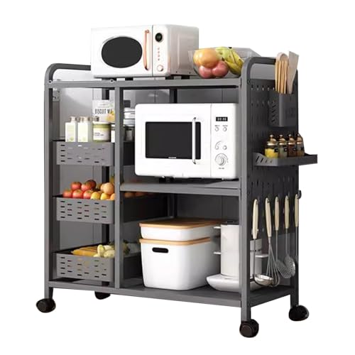 Support de micro-ondes stable et étagère de garde-manger robuste sur roulettes