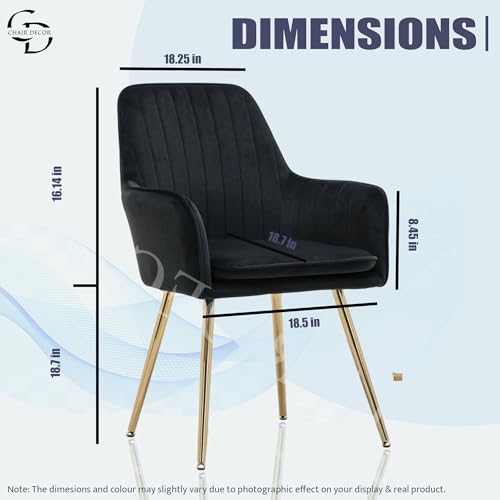 Image of Velvet Accent Chair with Matching Pouffe & Floral Cushion | Modern Upholstered Armchair with Gold Metal Legs | Lounge Chair for Living Room, Bedroom, Office, Guest Room (Black)